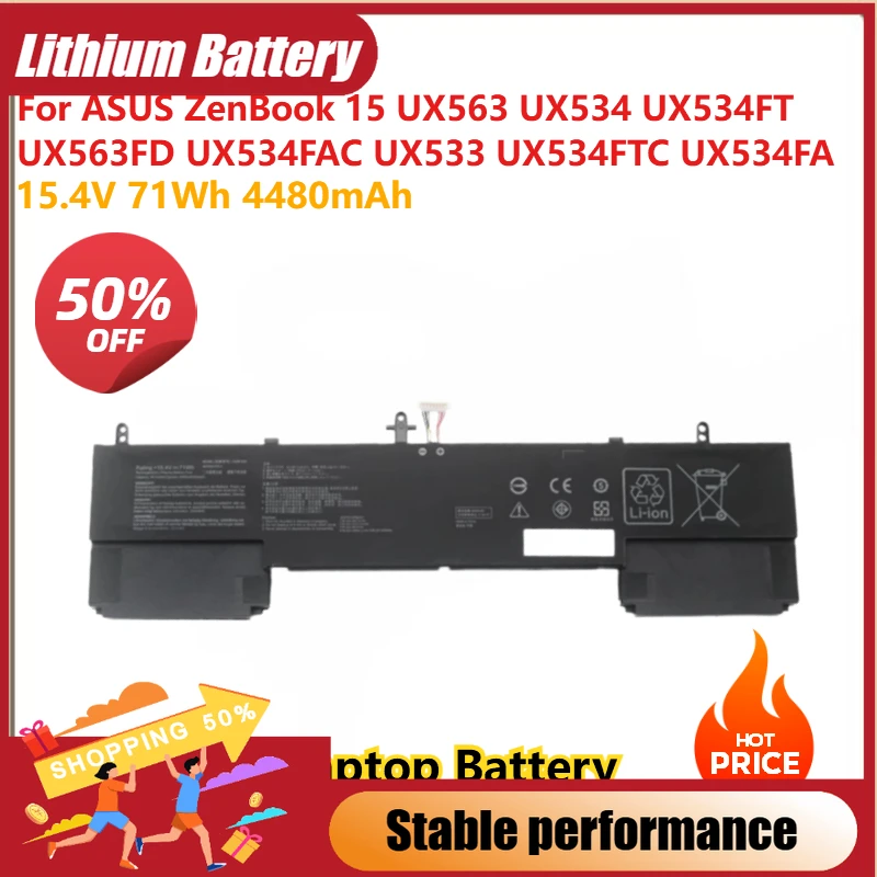 

Laptop Battery C42N1839 15.4V 71Wh 4480mAh For ASUS ZenBook 15 UX563 UX534 UX534FT UX563FD UX534FAC UX533 UX534FTC UX534FA