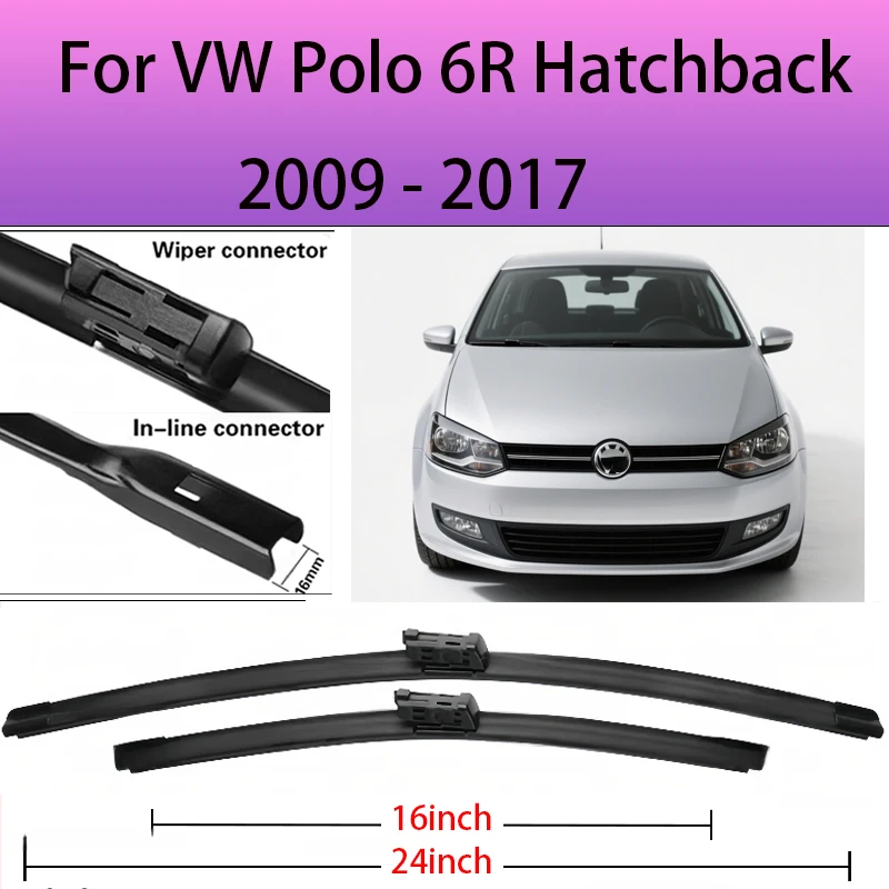

Wiper Front Wiper Blades Set For VW Polo 6R Hatchback 2009 - 2017 2016 2015 2014 2013 2012 Windshield Windscreen Window 24"+16"