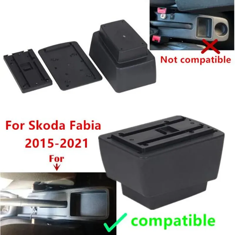 For Skoda Fabia Armrest Box For Skoda Fabia 3 III 2015-2021 Car Armrest Storage Box Interior Dedicated Retrofit Car Accessories