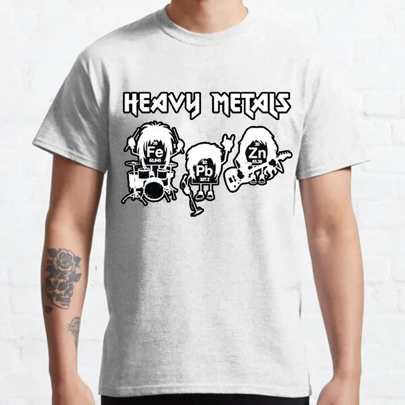 Heavy Metals Chemistry Periodic Table Rock Roll Music Physics Biology Print T Shirt Vintage Women Men Casual Loose T-shirt Tops