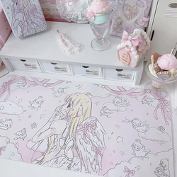 Large Cartoon Mouse Pad Kawaii Girl Room Decor Mat Home Waterproof Table Mat Mousemat Costers Office Stationery Pink Placemat