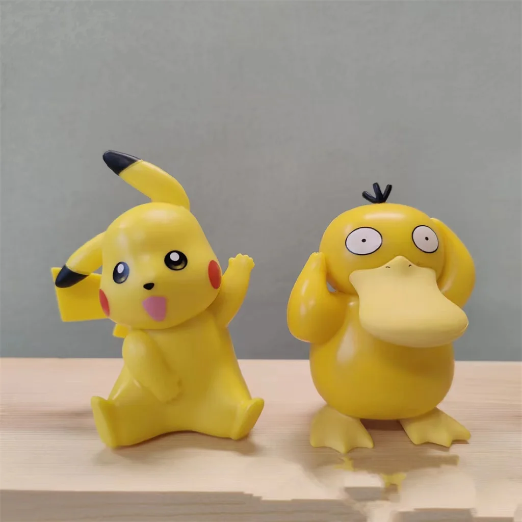 6Pcs/Set Cartoon Anime  Pokmon Pikachu Eevee Cubone Psyduck Gengar Squirtle Action Figure Model Toys for Children