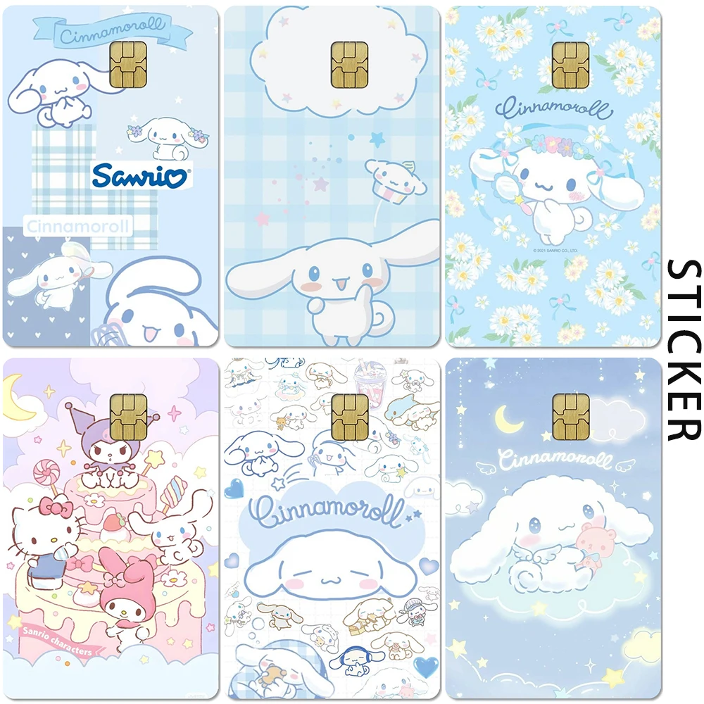 

2PCS/Set Cartoon Hello Kitty Kuromi Holographic Laser Shinny Film Skin Cover Sticker for Debit Credit Card Bank Card Girl Gifts