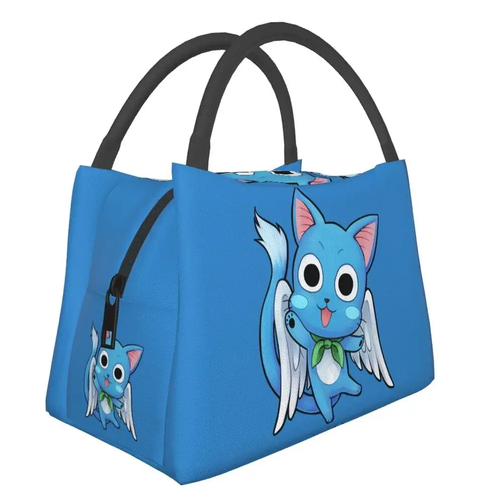 Happy Fairy Tail Insulated Lunch Bags for Women Waterproof Cute Cat Thermal Cooler Bento Box Work Picnic