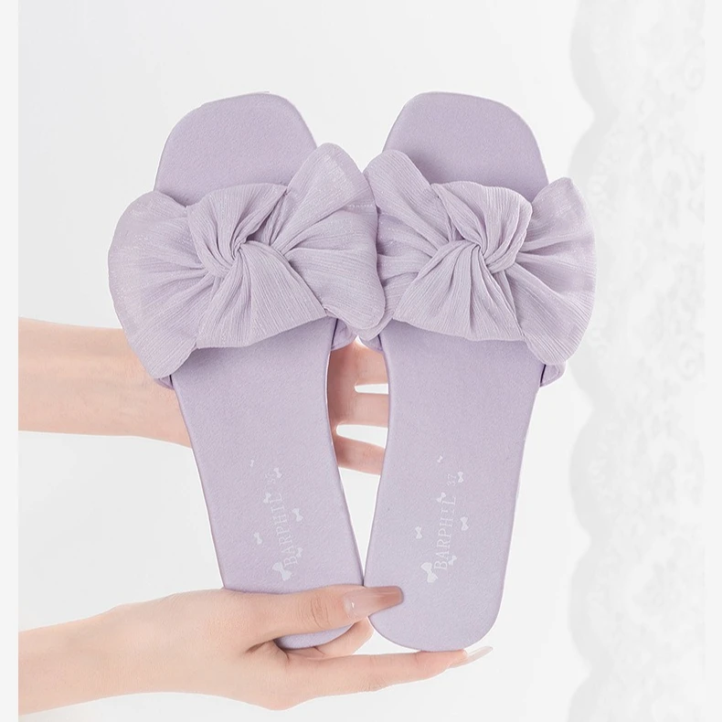 

New Womens Summer Slippers with Bowknot One-strap Design Versatile for Indoor and Outdoor Wear Elegant and Fashionable