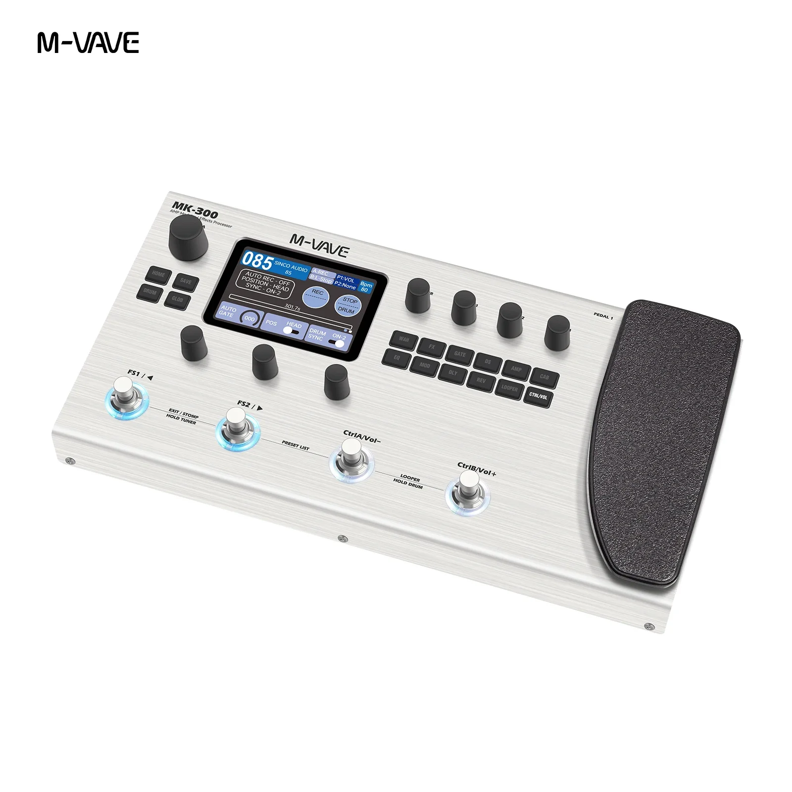 MK-300 Guitar Bass Multi-Effects Processor Pedal Integrated Effects 150s Looper+128 Drum 11 FX Modules MIDI DAW 120AMP