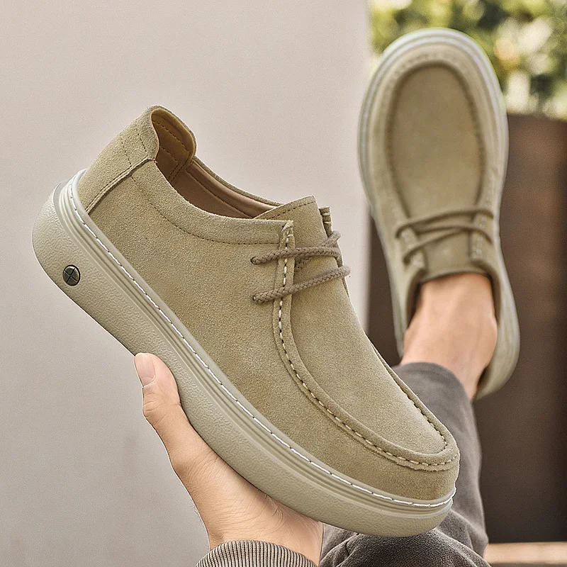 Fashion brand men's lace up outdoor non slip sports shoes high quality men's comfortable suede leather retro trend board shoes