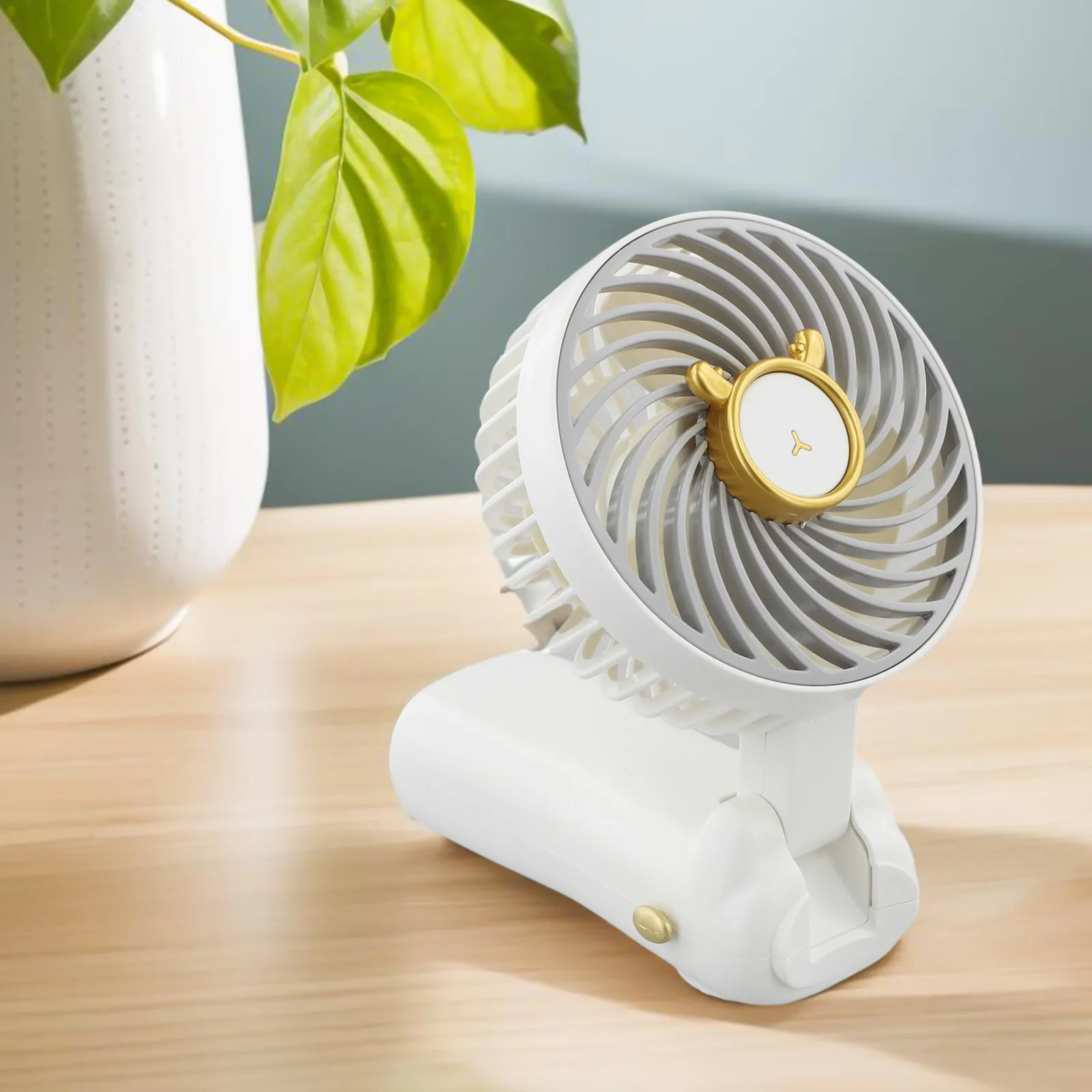 Compact Fan Portable Desk Fan Summer Cooling 180 Degree Foldable Fan 180 Adjustable Design Home And Office Use