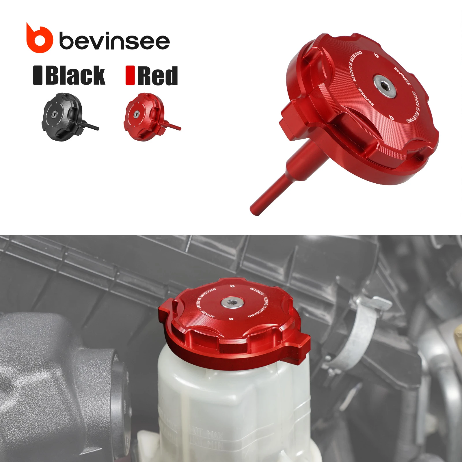 

BEVINSEE Power Steering Fluid Reservoir Cap for Toyota 4Runner/FJ Cruiser/Tacoma/Camry, Replace for 44305-06050