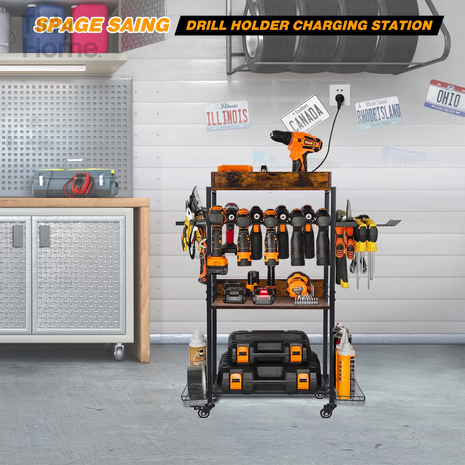 

Wheel Rolling GarageTool cart,Power tool Organizer, Garage Supplies,Closets,Sheds,Garage Organization & Storage Utility Shelves