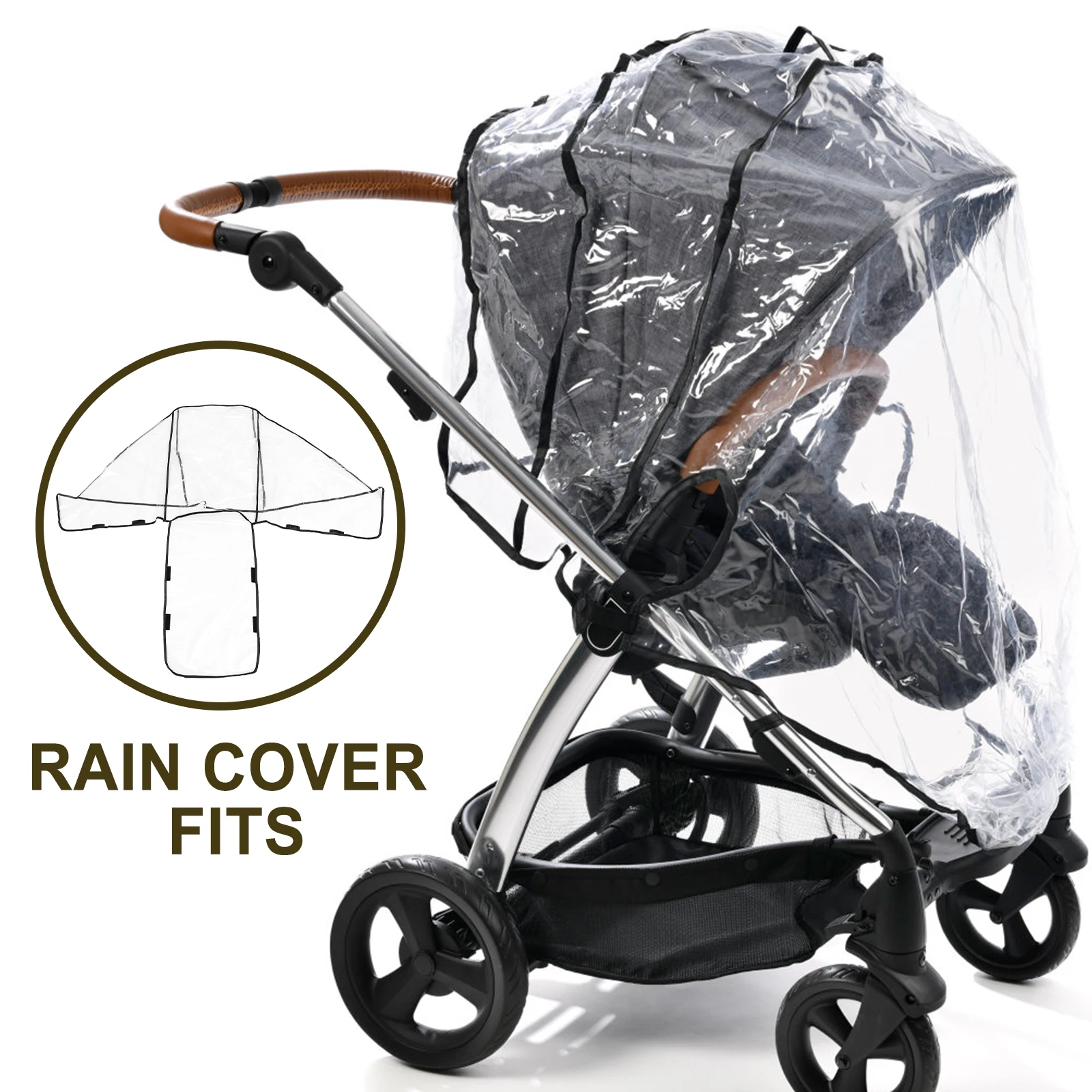 

EVA Double Stroller Rain Cover Large Size Universal Wind Snow Proof Protective Practical Transparent Color Durable Infant