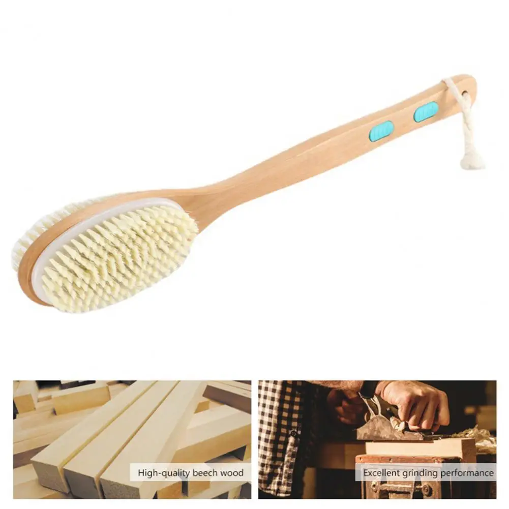 Blood Circulation Boosting Brush Double Shower Brush Long Handle Dual-sided Shower Brush Soft Stiff Bristles Back for Bath