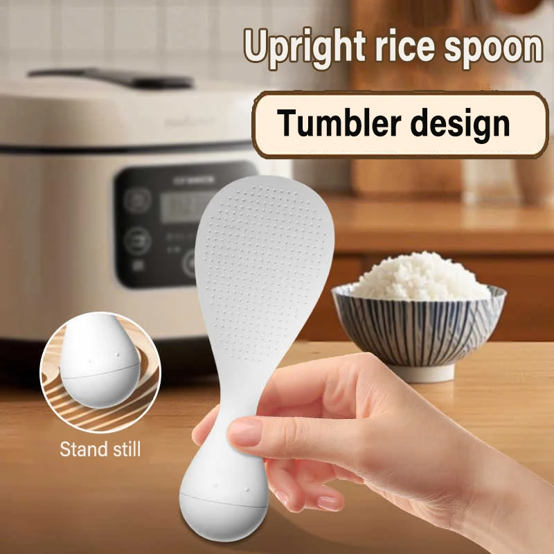 1PC Tumbler Rice Spoon Stand Up Non-stick High Temperature Resistant Rice Spoon Kitchen Tableware Cooking Spoons Easy to Clean