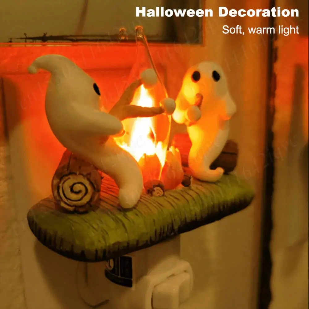 

2024 Ghost Campfire Flickering Nightlight Halloween Ghost Night Light Spooky Fire Marshmallow Night Light Halloween Decorations