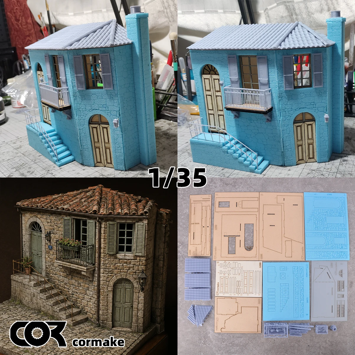 1-35-scale-model-kit-self‑assembly-miniature-architectural-building-european-tuscan-country-house-architecture-diorama-scenery