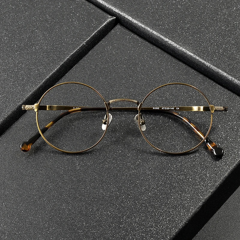 

N-045 Retro round pure titanium glasses frame