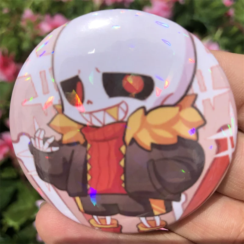 Game Anime UNDERTALE Chara Sans Ink Cosplay Badge Pin Tinplate Laser Brooch Accessories Prop