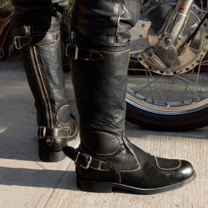 Foreign Trade New Men's plus Size Motorcycle Boots European and American High Tube AliExpresswishPlus Size Knight Boots Buckle M