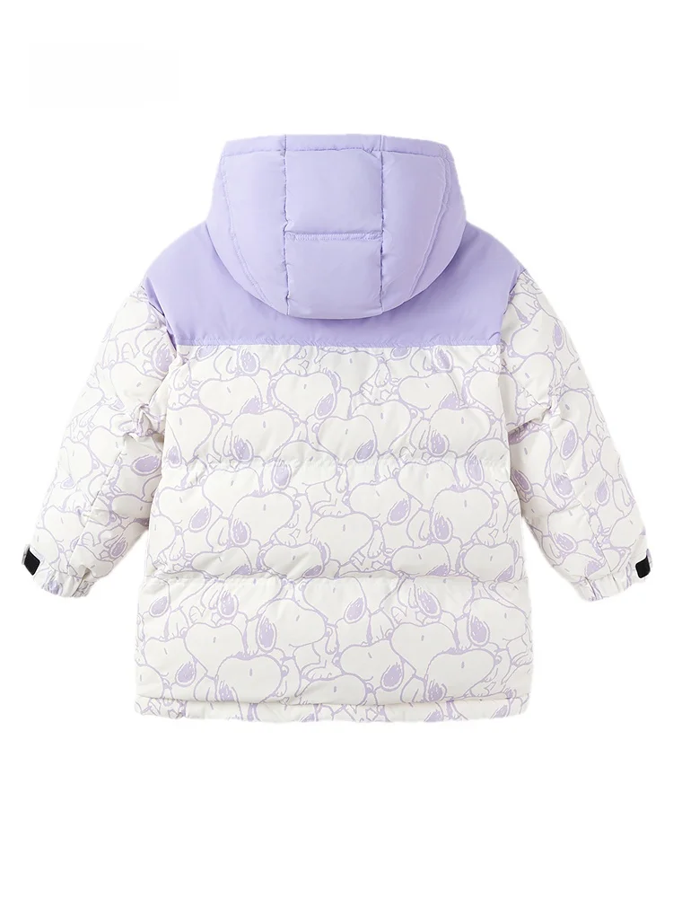 Semir Children's down Jaet 2024 Winter Collection Tee-Resistant Hooded Print Girls' Top Casual Loose Fit Du down Filling