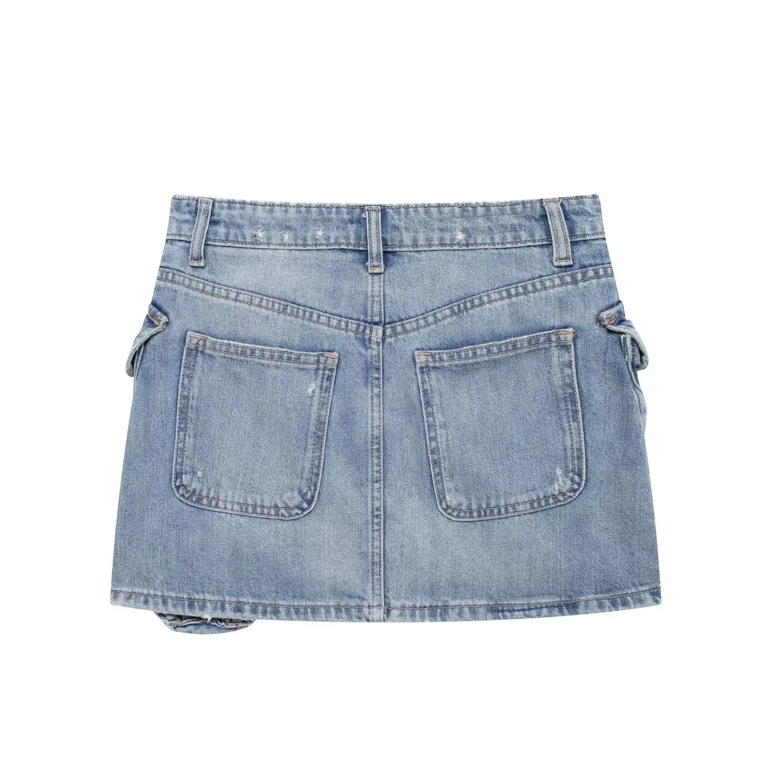 Women's 2024 New Fashion Casual Joker Pocket Decoration Tooling Denim Mini Skirt Retro Zipper Skirt Mujer