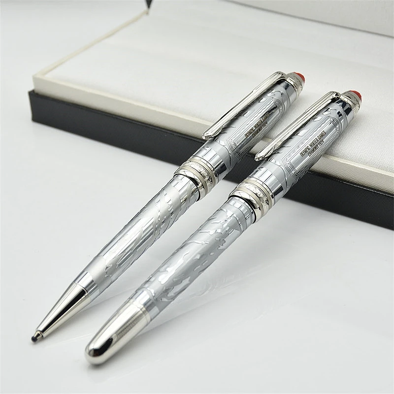 AMM 2024 New Special Edition Cute Silver Hollow Carving 163 MB Ballpoint Pen Luxury Office Writing Smooth Ink Pens For Best Gift