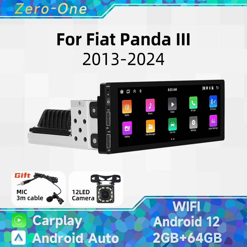 

1 Din Radio Android Car Multimedia for Fiat Panda III 2013-2024 6.9" Screen Stereo Head Unit Carplay Autoradio GPS BT Navigation