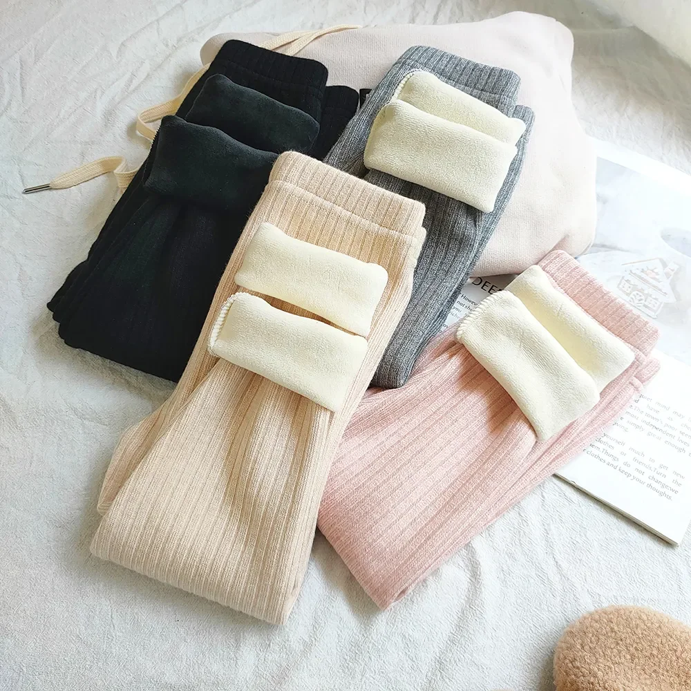 Kids Thicken Warm Pants Cashmere Baby Girls Plus Velvet Trousers Autumn Winter Pant Girls Legging Korean Childrens Clothing Soft