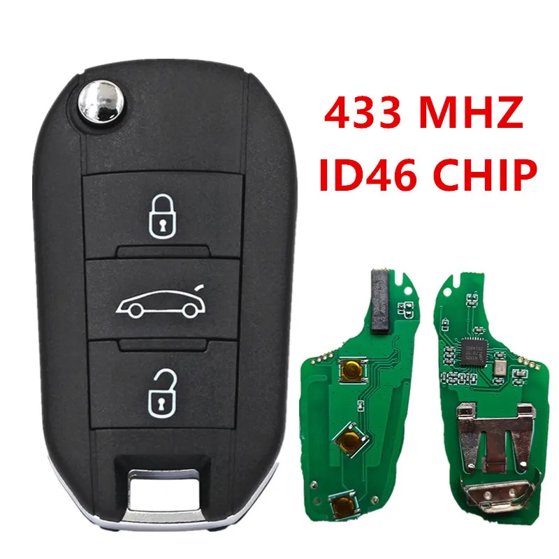 

3 Buttons 433 MHZ ID46 Chip Flip Remote Smart Car Key For Citroen C3 C4 Cactus Hella For Peugeot 208 301 508 5008
