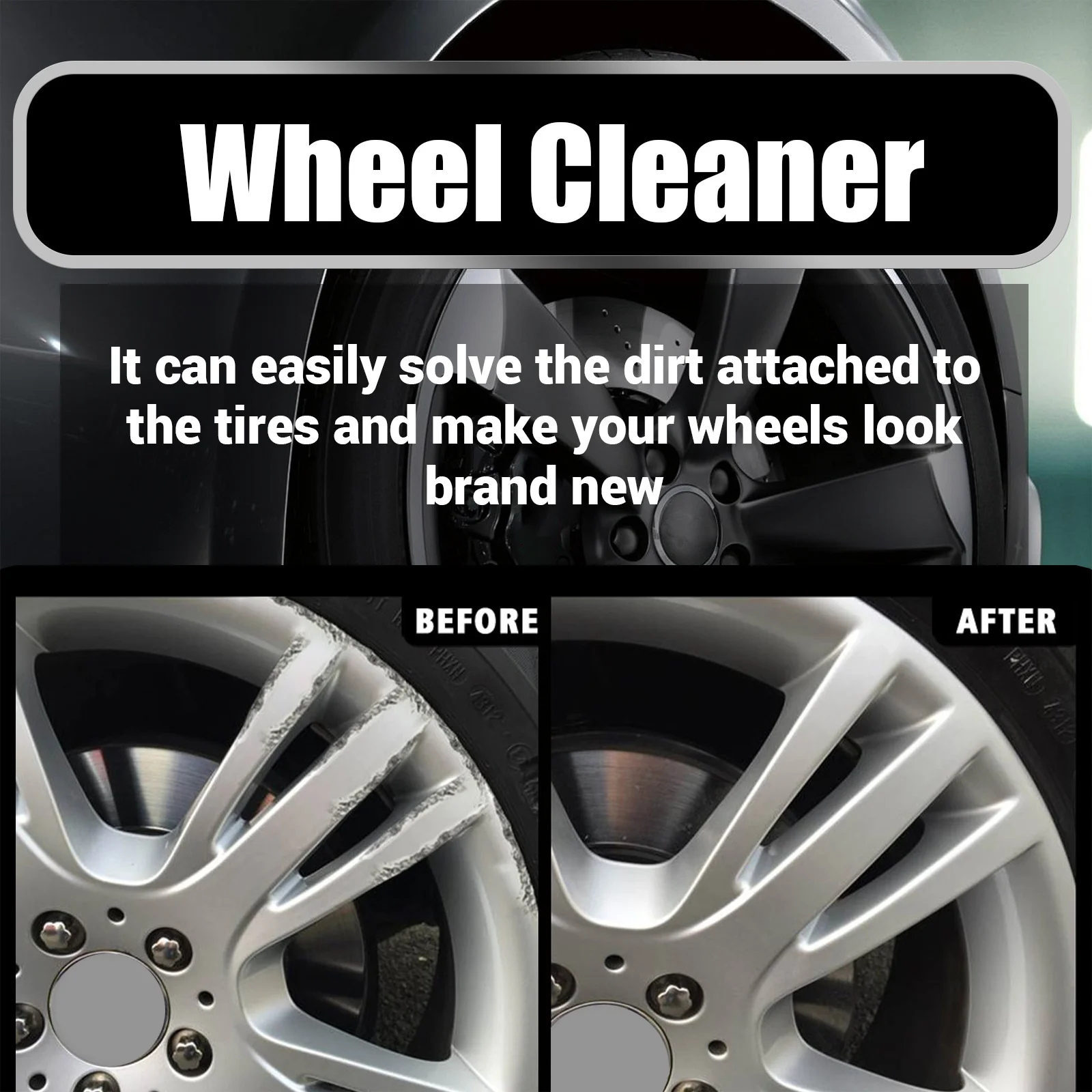 Car Tire Non-Acid Cleaner Auto Wheel Hub Gloss Polishing Paint Rubber Wheel Brake Pads Repair Polishing Spray PH Balance Spray