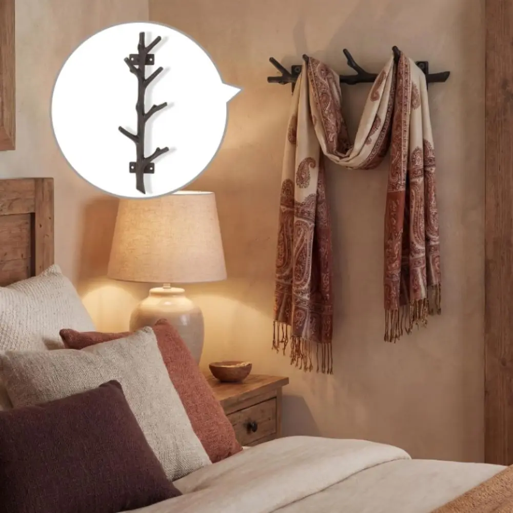 Rustic Cast Iron Wall Hook Heavy Duty Vertical Coat Rack 12 Inch Tree Branch Design Cast Iron Hook Bathroom