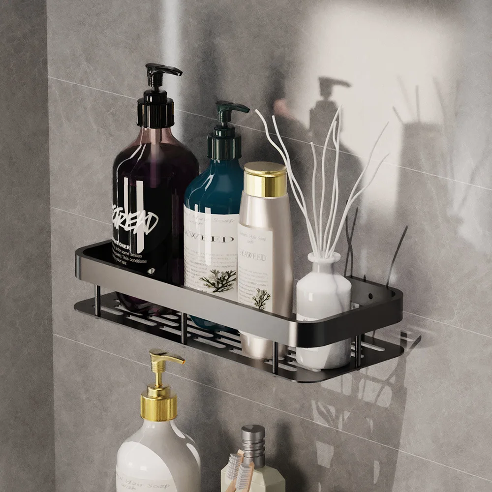 

Simple Bathroom Organizer Non-perforated Shower Shelf Wall-mounted Shelf Organizer for Toilet Bathroom Organizer and Storage