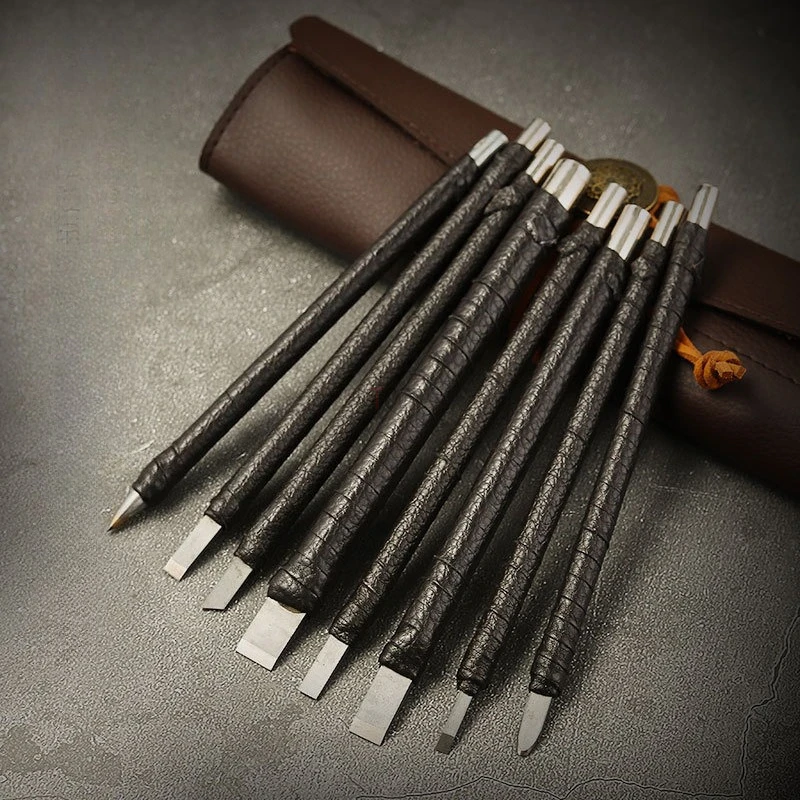 Hand‑Engraving Chisels Kit with Storage Box Premium Tungsten Alloy Seal Carving Knife for Stone Seal Cutting Carving DIY Tool