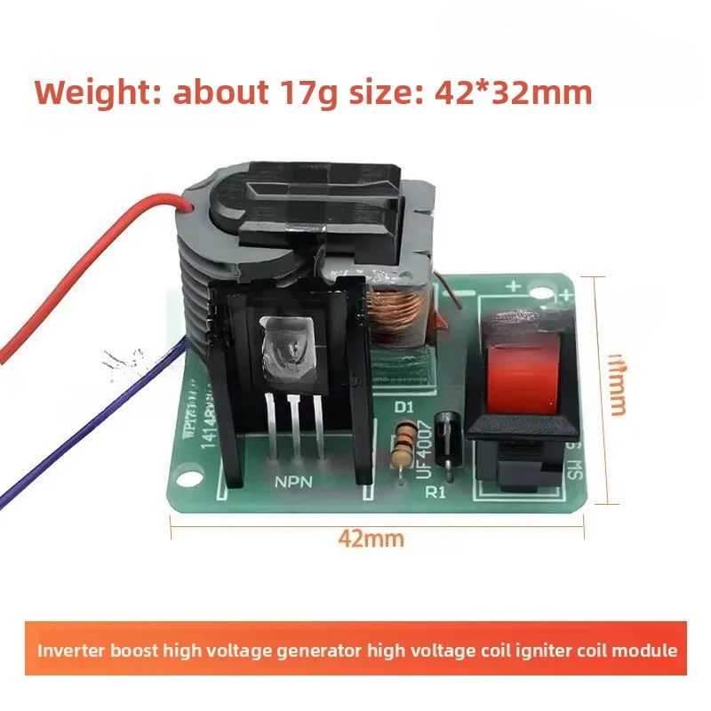 Inverter Boost High Voltage Generator, High Voltage Coil Igniter Coil Module 15KV High Frequency High Voltage Transformer