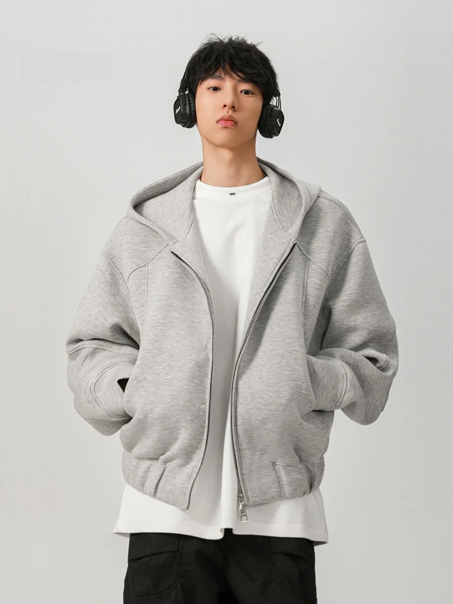 

American Sle Heavyweight Deconstructed Hoodie Men's Autumn Winter Trendy High-End Cleanfit Open Cardigan Jaet