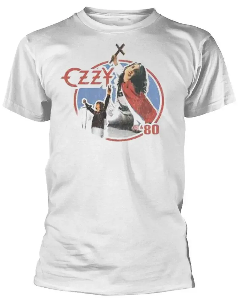 Ozzy Osbourne Blizzard Of Ozz 80 White    Anime pattern for both men and women High quality cotton Short Sleeves