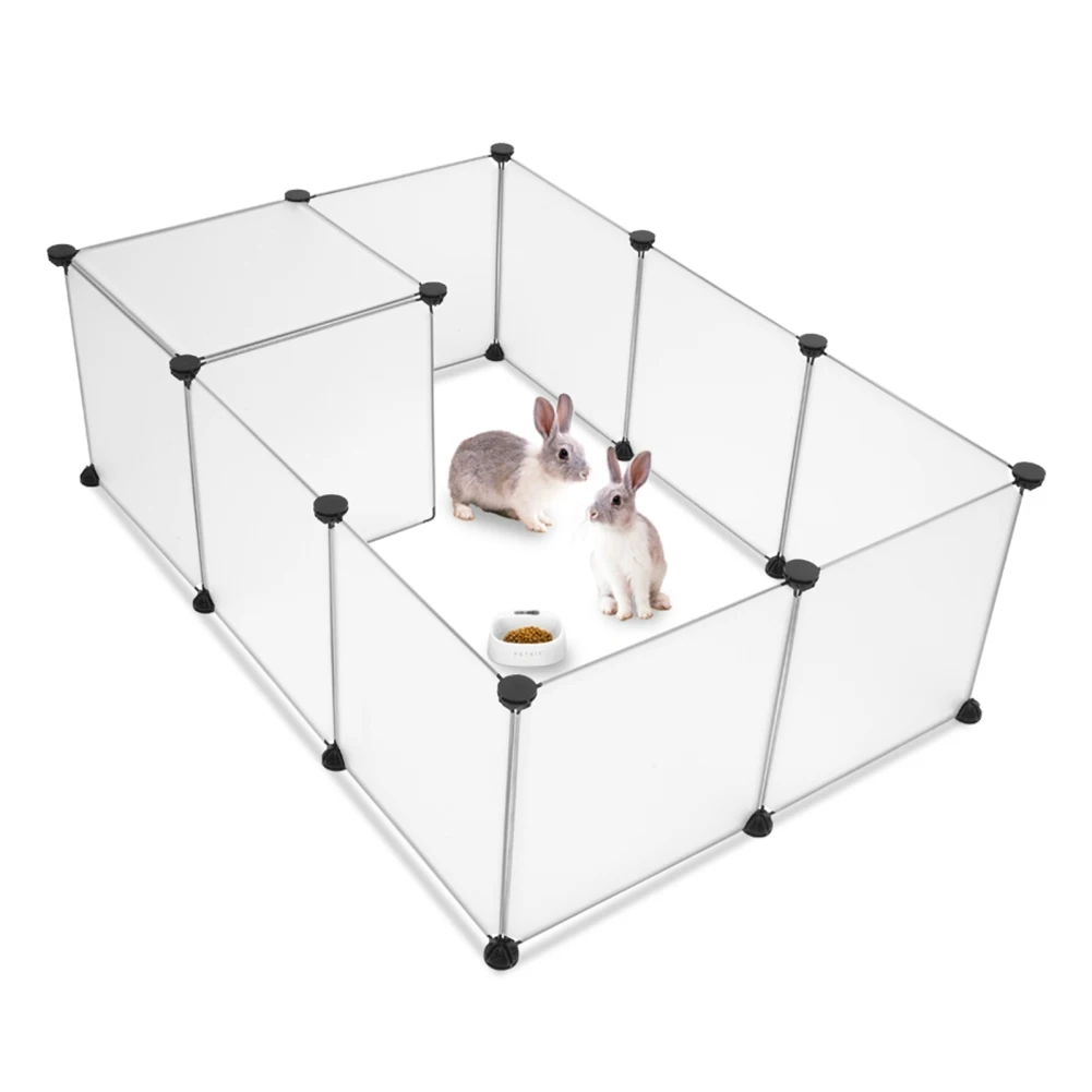 US Plastic Pet Playpen, Portable Large Yard Fence For Small Animals, 12 Panels 14x14 Inch Puppy Playpen For Rabbit Guinea Pig