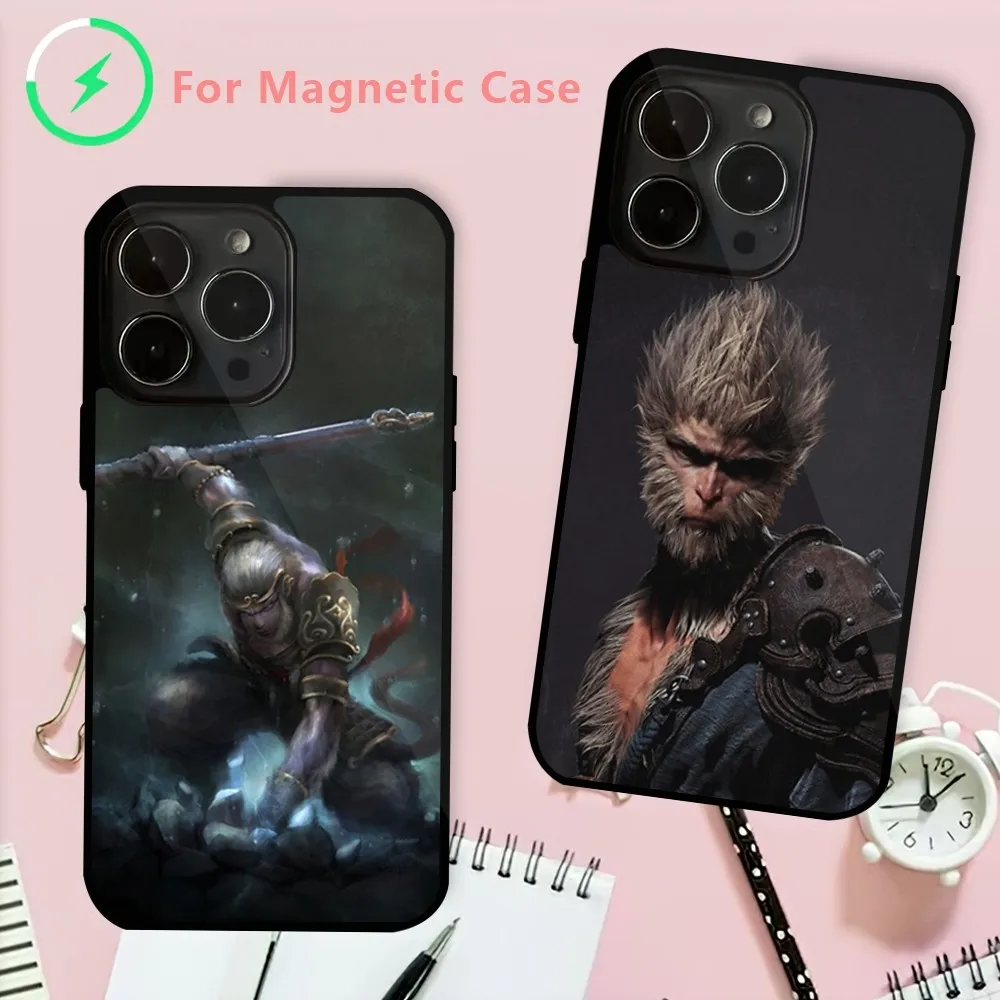 Game B-Black M-Myth Wukong Phone Case For iPhone 15 14 13 12 Mini Pro Max Plus Magnetic Attraction Shell