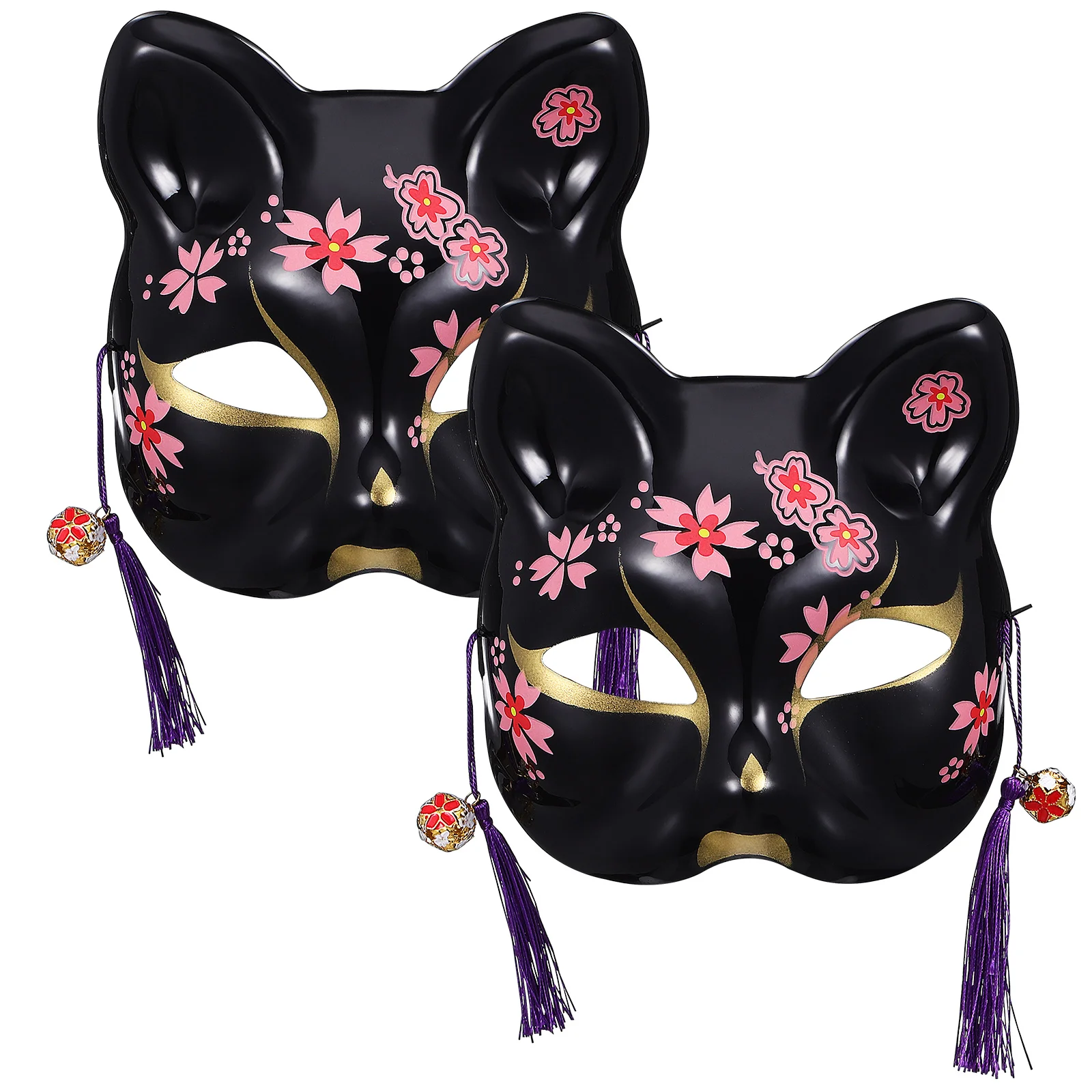 

2Pcs Mask Cherry Blossom Pattern Lightweight Plastic Half Masks for Masquerade Halloween Party Cosplay Animal Theme