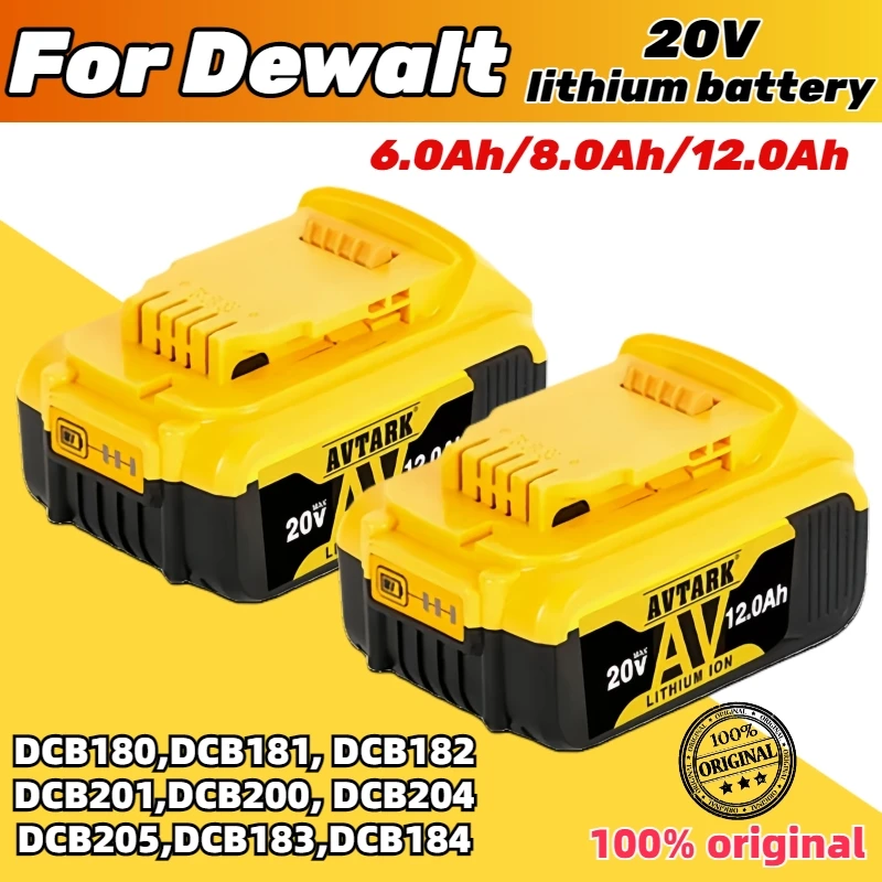 For DeWalt 20Vt 6.0/8.0/12.0Ah DCB200 Li-ion Battery DCB205 DCB201 DCB180 DCD740 Power Tool Batteries 3C certified products