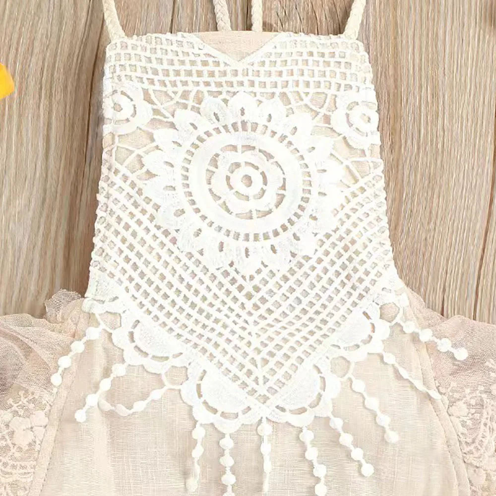 Summer Square Collar Cute Baby Girls Bodysuits Lace Flowers Print Sleeveless Lovely Jumpsuits Infants Kids Strappy romper