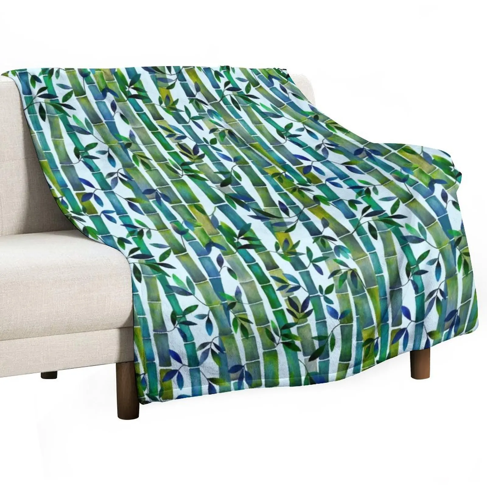 

watercolor bamboo forest Throw Blanket Bed covers Summer Beddings Winter beds Flannels Blankets