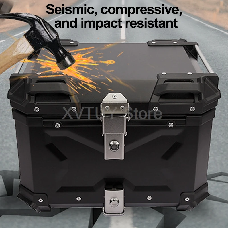 Caixa superior traseira da motocicleta lateral 36l 45l 50l 55l 65l 80l mala de bagagem tronco armazenamento liga alumínio para viagens tamanho grande universal