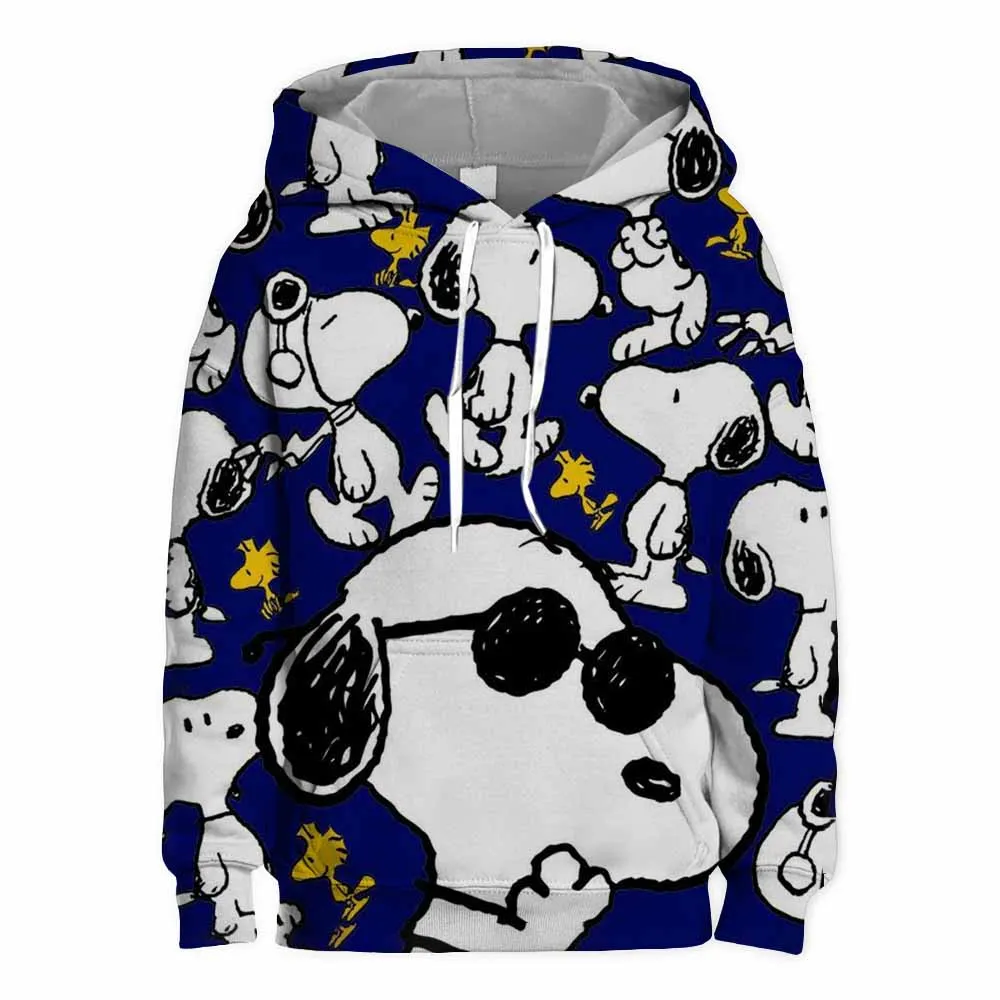 

Snoopy Cartoon Children Hoodies Long Sleeve Boys Girls Hooded Sweatshirts Graphic Printing Pullovers Autumn Winter Kids Clothes
