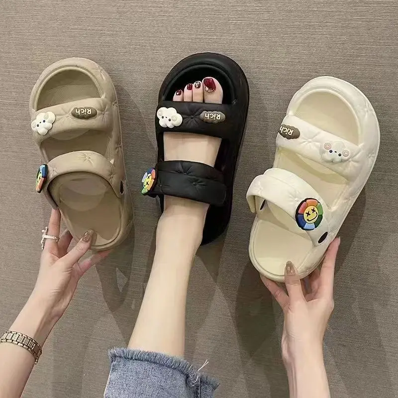 Women's Comfortable New Cute Platform Sandals Soft Sole Hole Shoes Summer Casual Fashion Trend Non-slip Couple Beach Sandals