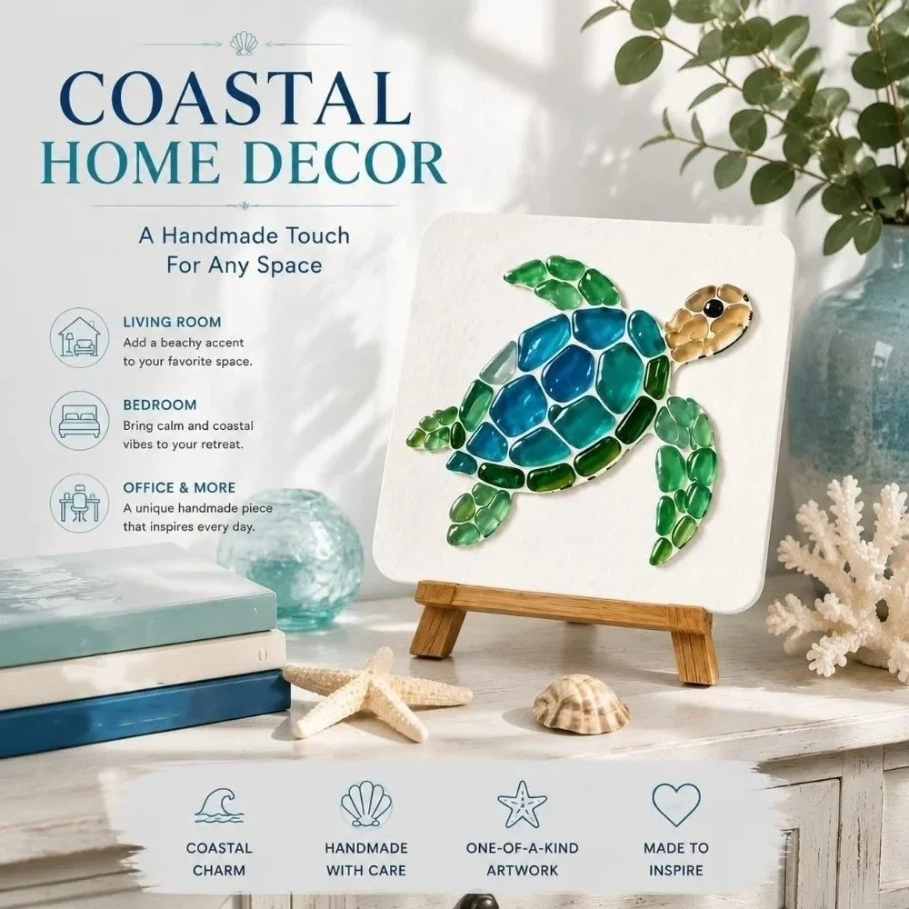 Colorful Glass Pieces Ocean DIY Sea Glass Art Kit Ocean Inspired Sea Creature Glass Mosaic Craft Set Unique Fun Educational