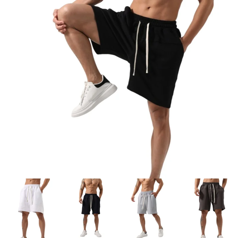 

Поп-фитнес спортивные шорты для мужчин летние американские хлопковые серые беговые тренировочные шорты для отдыха эластичные брюки для приседаний пять четвертей для мужчин