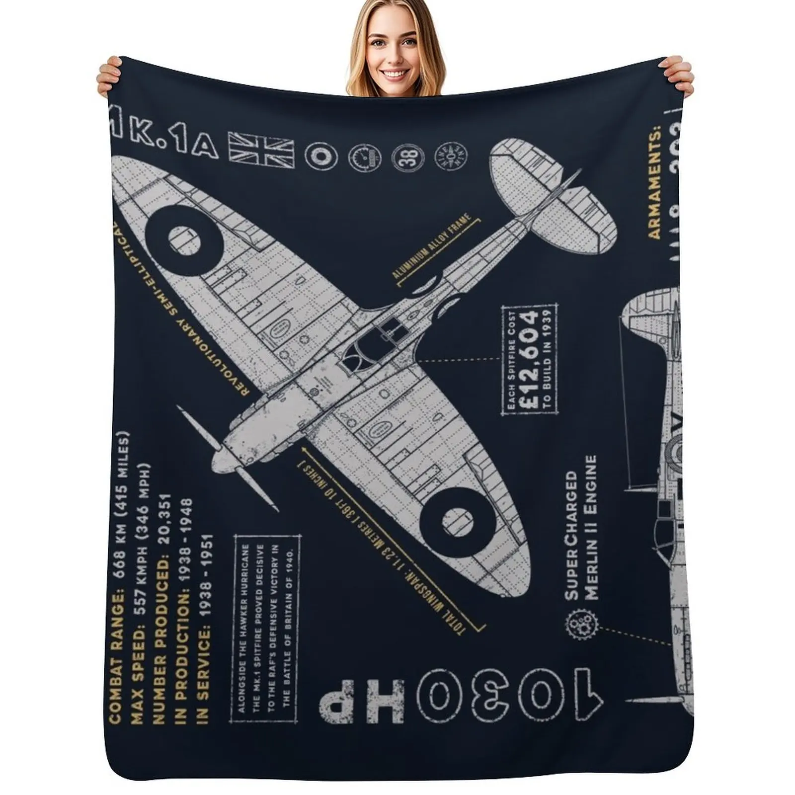 Spitfire Throw Blanket Warm Cozy Throw Blanket for Living Room Couch