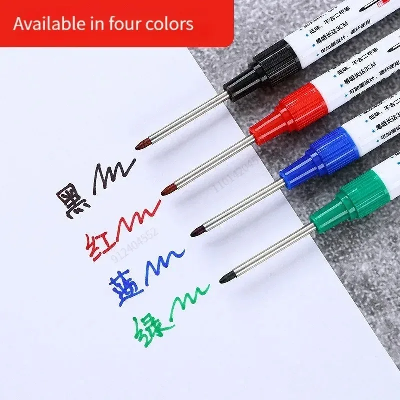 4Pcs/Set 30mm Deep Hole Long Nib Head Markers For Metal Perforating Pen Waterproof Bathroom Woodworking Decoration Multi-Purpose