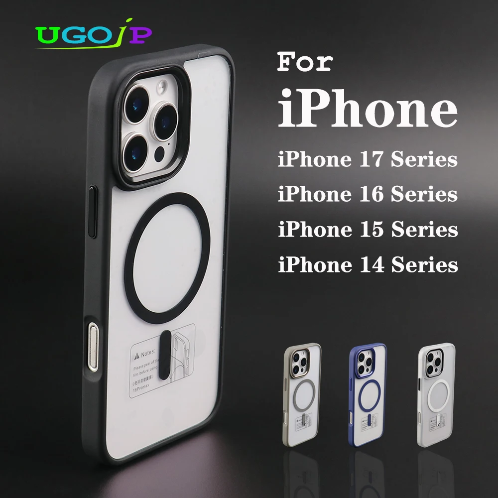 

UGOjP Magnetic Case For iPhone 17 Pro Max 16 15 14 Pro Clear Case For iPhone 17 Air Anti-drop Transparent Protective Cover Men