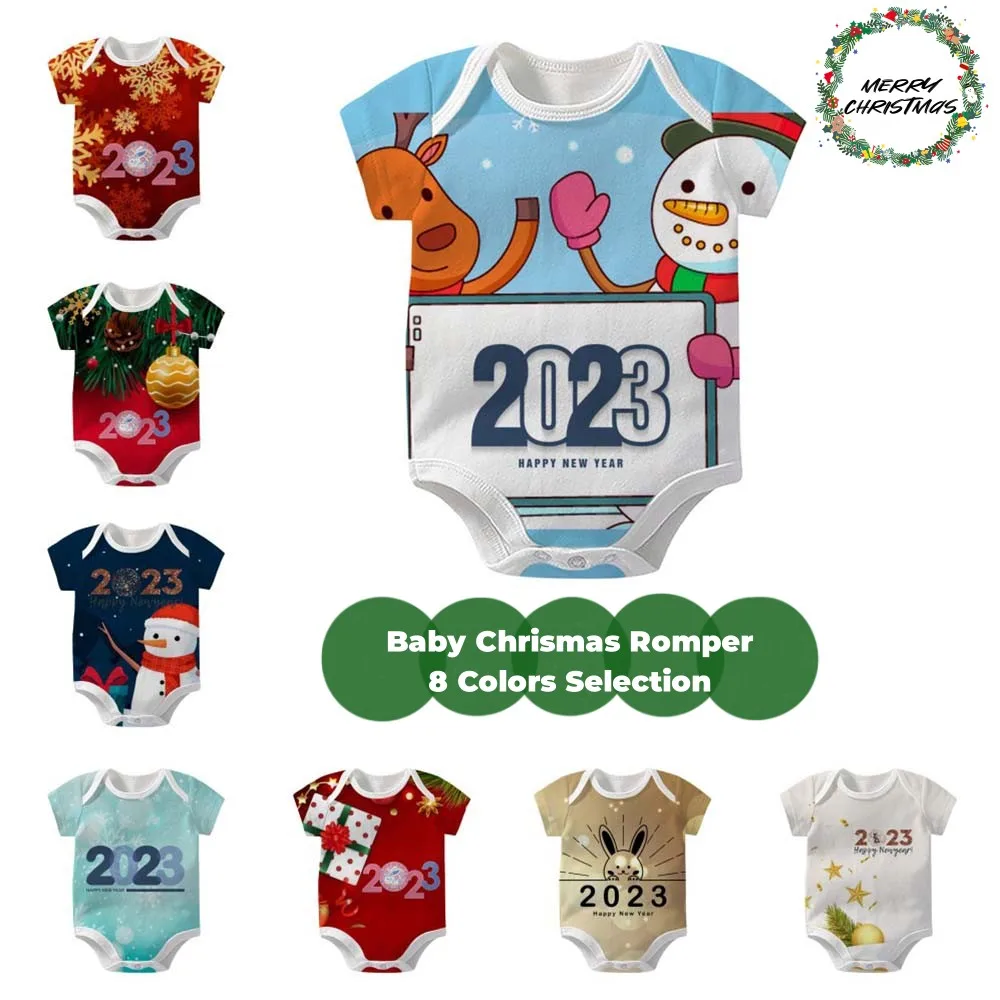 Infant Newborn First Christmas Rompers Bodysuits One-pieces Baby Boys Girls Cotton Bodysuit Born Crawling Long Sleeve Jumpsuits